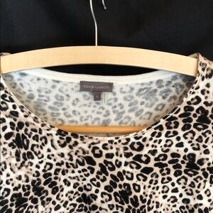 Vince Camuto Animal Print Top in Black and Cream
